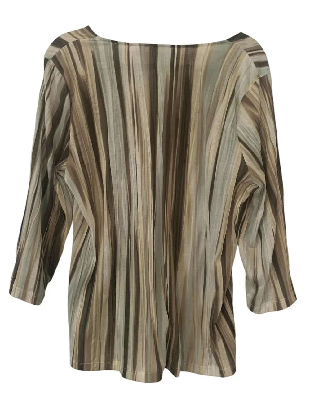 Chico's Abstract Watercolor Striped Blouse Top 3 / XL 3/4 Sleeve Cozy Knit - Picture 2 of 12